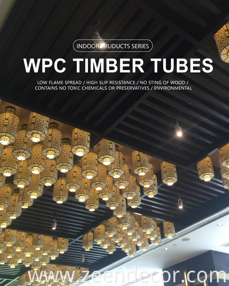 WPC Ceiling/WPC Outdoor Ceiling/PVC Square Exterior Timber Tube/WPC Baffle Ceilings/Modern Interior Ttile Ceilings/PVC Film Ceiling/Design Baffle Ceiling/Wood Plastic Composite Ceiling